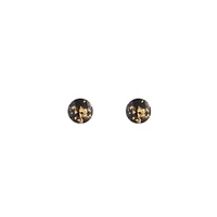 Black Gold Speck Circle Stud Earrings