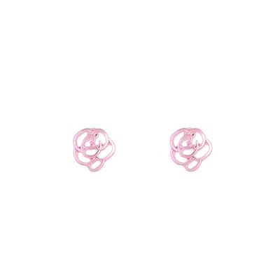 Pink Floral Cut-Out Stud Earrings