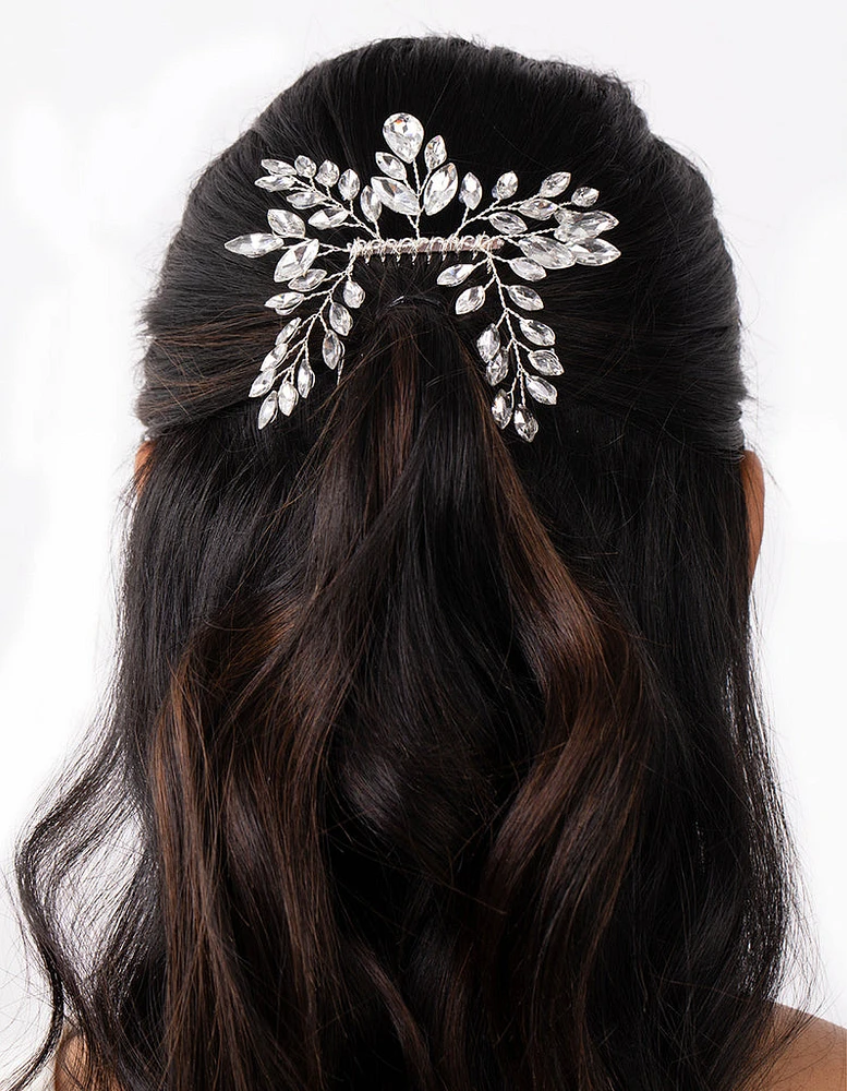 Silver Marquise Diamante Comb