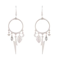 Silver Electric Storm Circular Drop Earrings