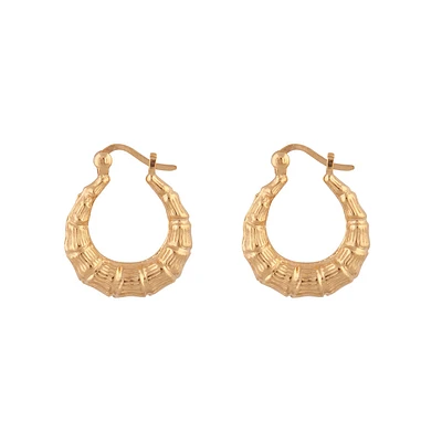 Gold Plated Sterling Silver Bamboo Hoop Earrings