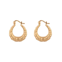 Gold Plated Sterling Silver Bamboo Hoop Earrings