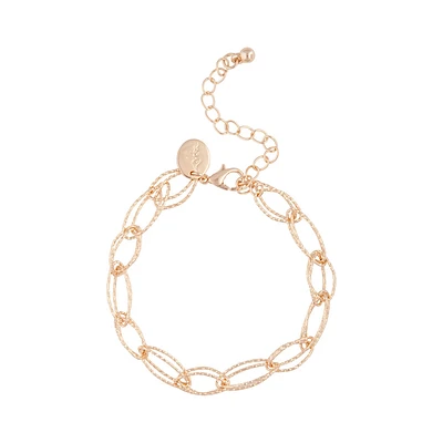 Gold Small Diamond Cut Chain Link Bracelet
