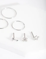 Rhodium Dolphin Motif Nose Piercing 6-Pack