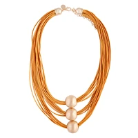 Orange Gold Waxed Cord Necklace