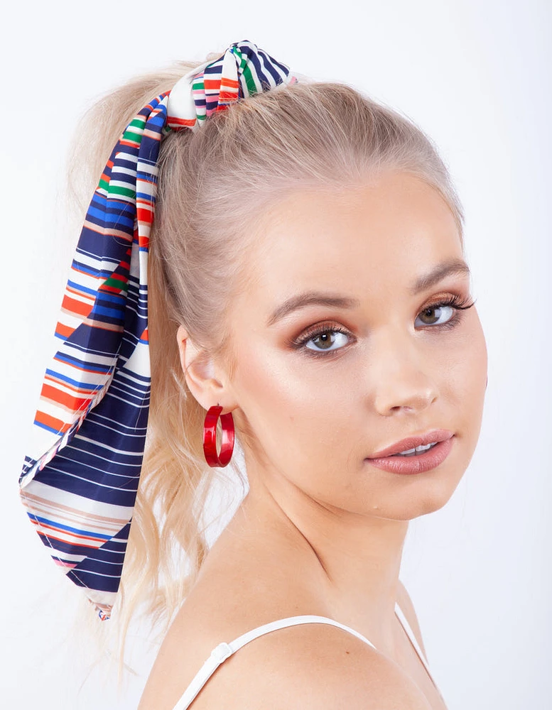 Red Clear Acrylic Swirl Hoop Earrings