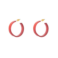 Red Clear Acrylic Swirl Hoop Earrings