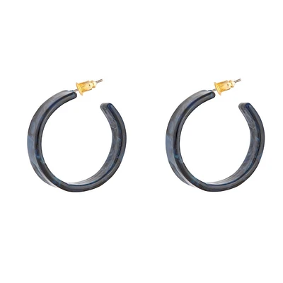 Blue Black Swirl 3/4 Hoop Earrings