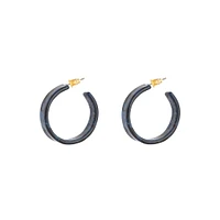 Blue Black Swirl 3/4 Hoop Earrings