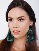 Deep Green Acrylic Oval Top Earrings