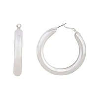 Polished Silver Chunky Hoop Earrings