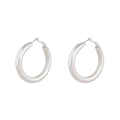 Polished Silver Chunky Hoop Earrings