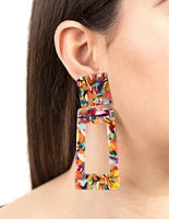 Acrylic Rainbow Square Top Cut-Out Earrings