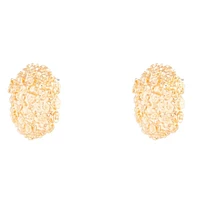 Gold Textured Round Stud Earrings