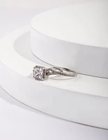 Cubic Zirconia Double Silver Engagement Ring