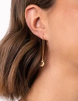 Gold Plated Sterling Silver Moon Thread Earrings