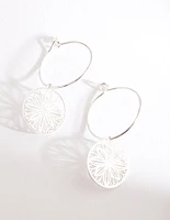 Silver Filigree Disc Hoop Earrings