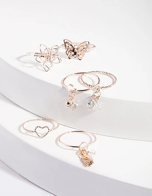 Rose Gold Nature Shapes Ring Pack