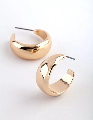 Gold Small Rounded Hoop Earrings