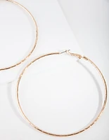 Gold Fine Textured Hoop Earrings