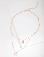 Rose Gold Starry Night Charm Necklace