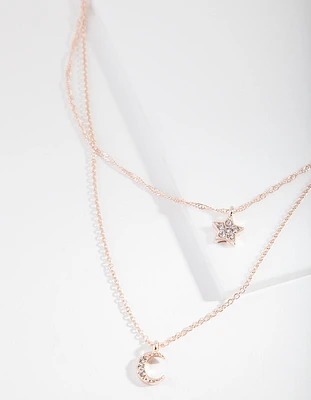 Rose Gold Starry Night Charm Necklace