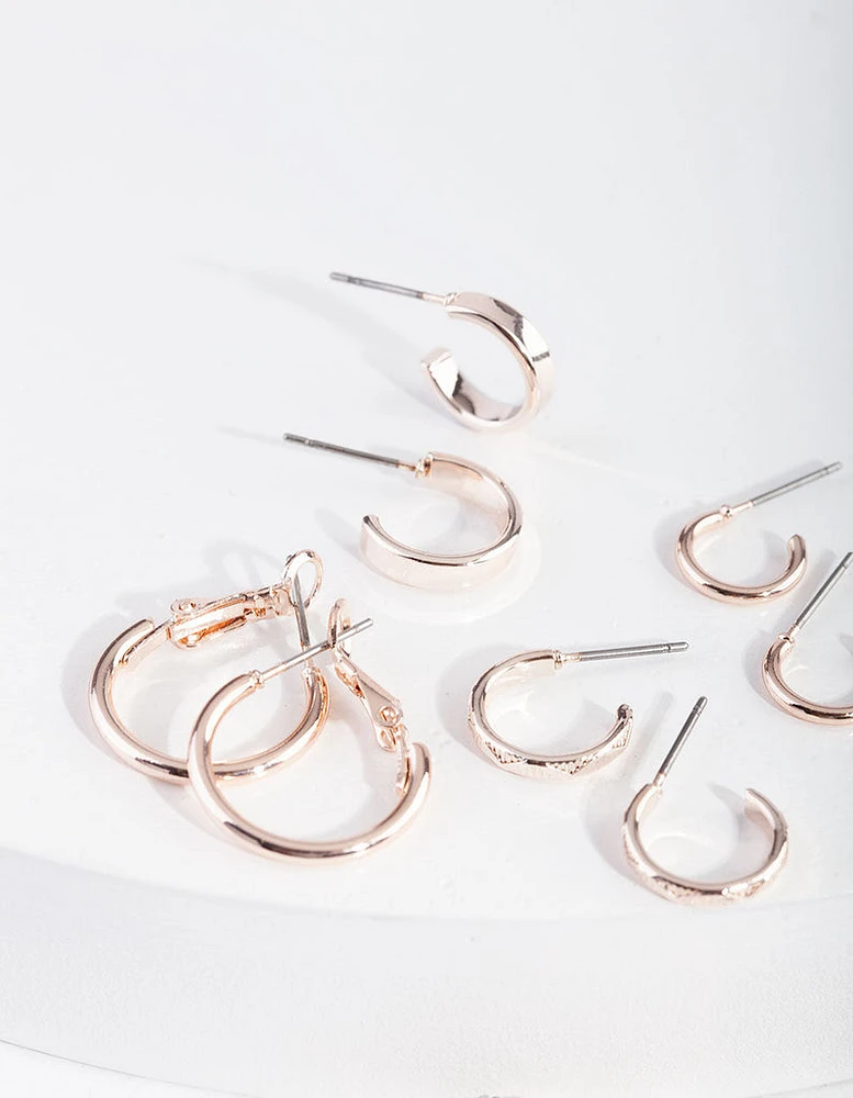 Rose Gold Diamante Sleeper Earring 6-Pack