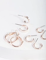 Rose Gold Diamante Sleeper Earring 6-Pack