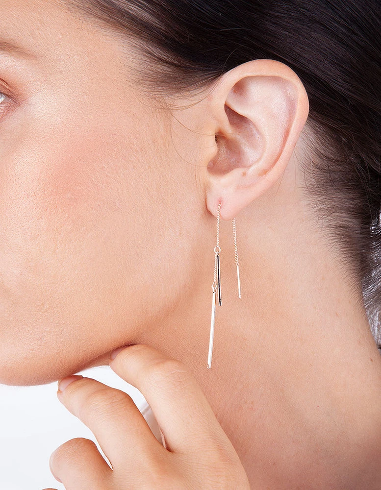 Rose Gold Chain Bar Drop Earrings