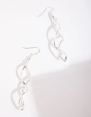 Silver Diamond Cut Twist Earrings