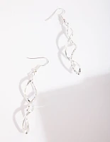 Silver Diamond Cut Twist Earrings