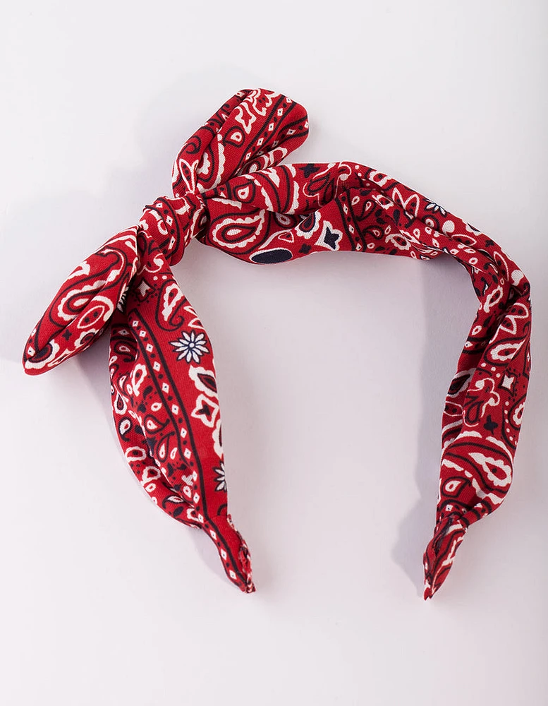 Red Bandana Knotted Headband