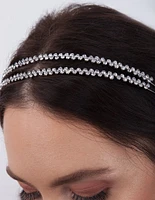 Crystal Gunmetal Double Banded Headband