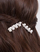 Pearl & Diamante Silver Zig Zag Hair Pin Pack