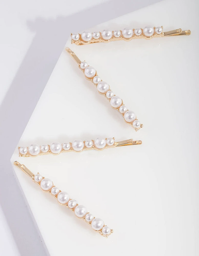 Gold Pearl Cluster Pins