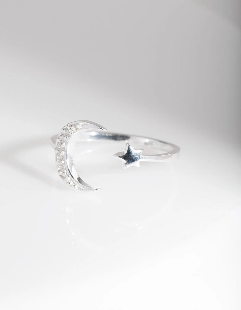 Sterling Silver Diamante Celestial Ring