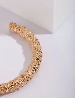 Gold Textured Molten Hoop Earrings