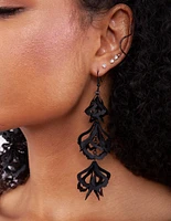 Black Petal Drop Earrings