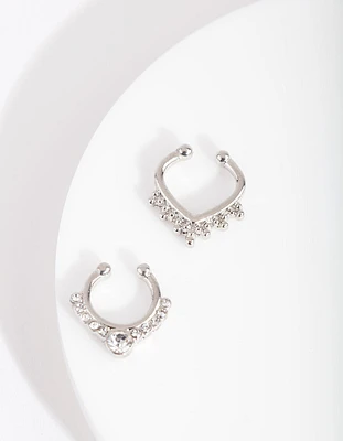 Rhodium Bohemian Diamante Septum Pack