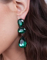 Green Gemstone Triple Drop Earrings