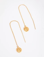 Gold Plated Sterling Silver Sun Thread Through Earrings