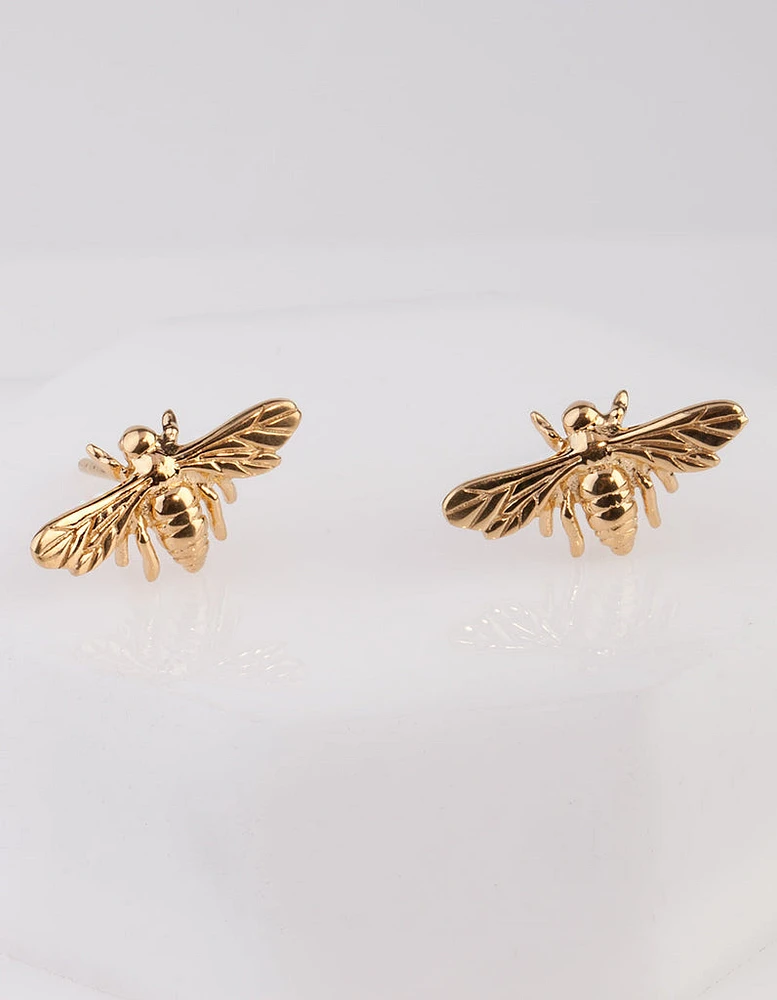 Gold Plated Sterling Silver Bee Stud Earrings