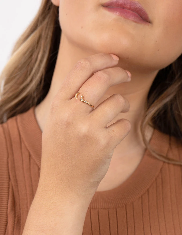 Gold Plated Sterling Silver Open Celestial Ring