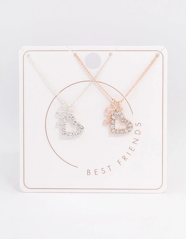 Best Friend Heart Lock Necklace Pack