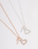 Best Friend Heart Lock Necklace Pack