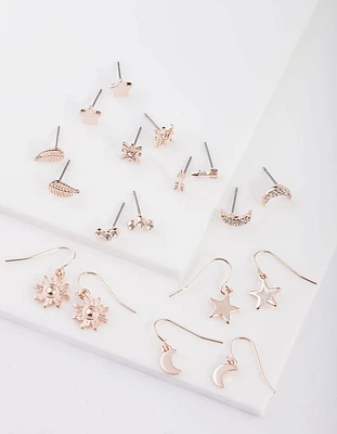 Celestial Rose Gold Earring 9-Pack