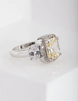 Yellow Rhodium Cubic Zirconia Engagement Ring