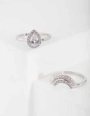 Silver Cubic Zirconia Engagement Ring Stack