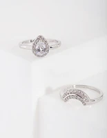Silver Cubic Zirconia Engagement Ring Stack