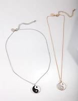 Mixed Metal Yin & Yang Necklace Set